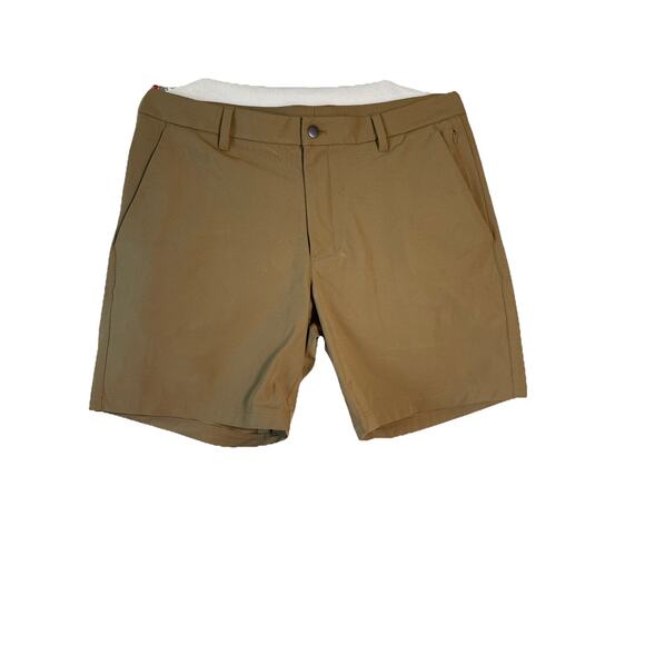 CRZ Yoga Shorts Beige Chino Mens 34, 7.5 Inseam All Day Comfy Performance Casual - Picture 1 of 4